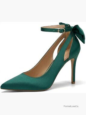 Pointed Toe Stiletto Heels Ankle Strap Bow Tie Pumps Wedding Party Shoes